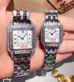 Clone Cartier Panthere De Diamond 27mm White Face Watches 